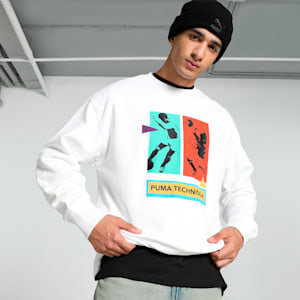 GRAPHICS "Technisch" Men's Relaxed Fit Crew-Neck Sweatshirt, PUMA White, extralarge-IND